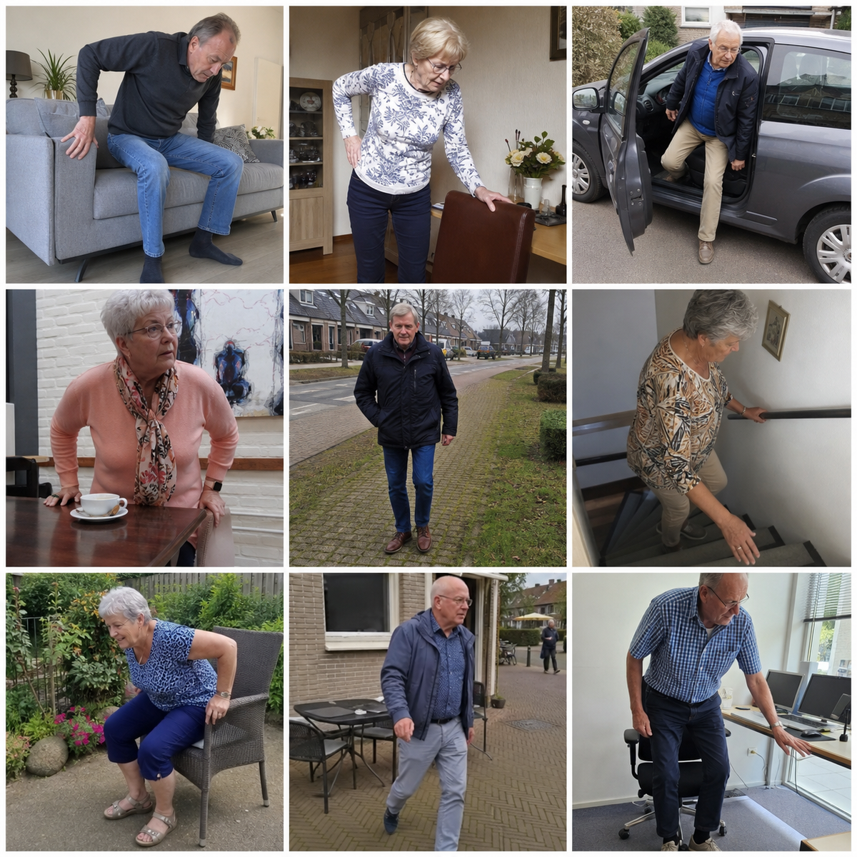 Negen realistische dagelijkse momenten waarop ouderen opnieuw in beweging komen